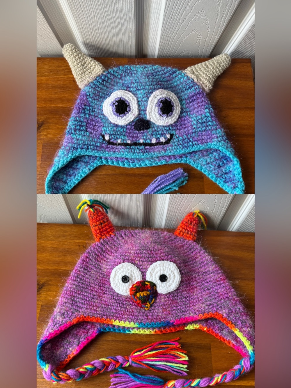 Handmade Peruvian Crochet Monster Hats (SET OF 2)
